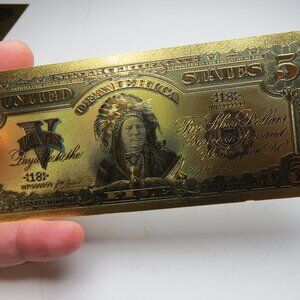 24k United State Indian $5 Bill Collection